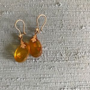 Amber genuine earrings , vintage